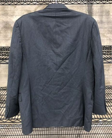 Burberry London Men's Navy Blue/Grey Pinstriped Suit Jacket - Size 36 (+COA)