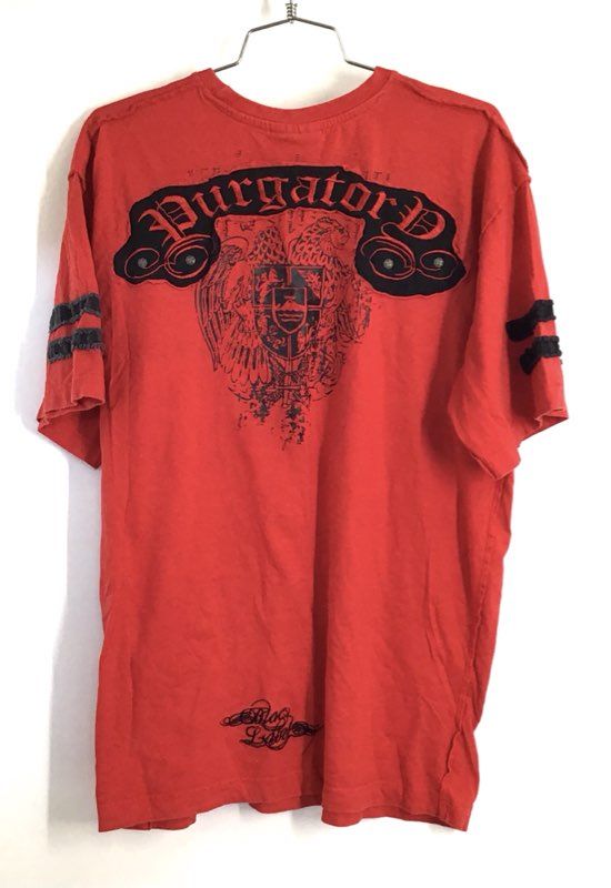 Blac Label Premium Purgatory Skull Graphic T-Shirt Red Distressed Sz 2XL