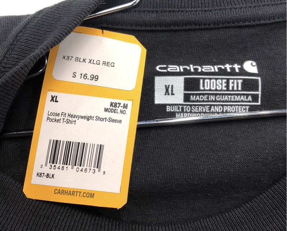 NWT Carhartt Men's Black Green K87-M Cotton T-Shirt - Size XL Lot Of 2