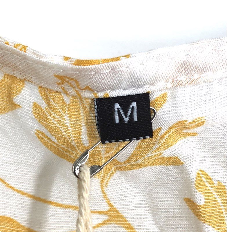 Bahia Women's Shelley Beach Dress Yellow White Floral Leaf Ruffle NWT Size M