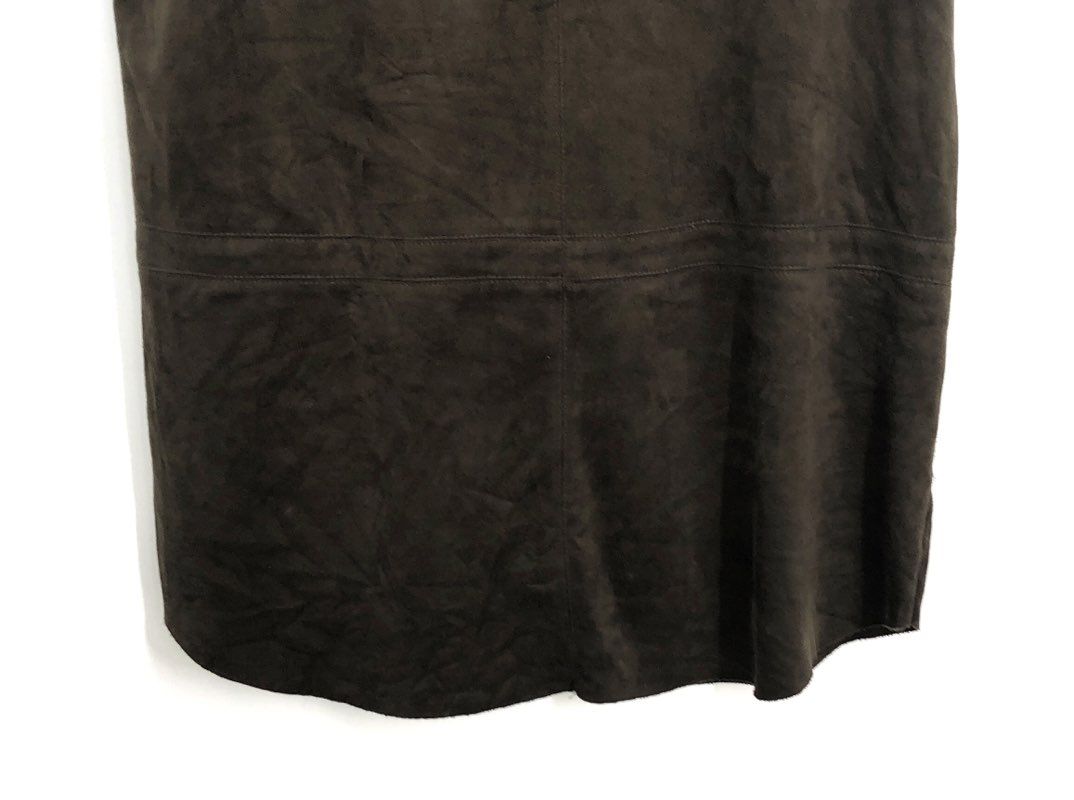 Olivaceous Women's Olive Faux Suede Short Sleeve Scoop Neck Shift Dress Sz L