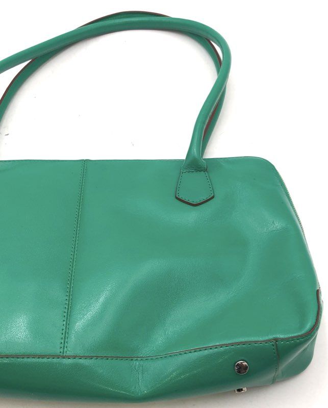Hobo The Original Green Leather Structured Shoulder Bag Silver Hardware
