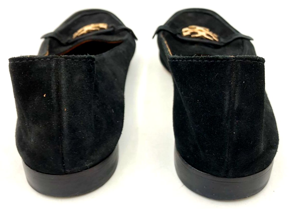 Tory Burch 'Metal Miller' Women's Black Suede Loafers with Logo - Size 10 (+COA)