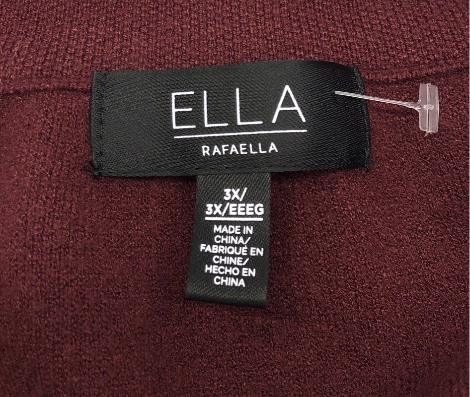 Ella Rafaella Women's Windsor Wine Knit Blazer Cardigan Jacket NWT Sz 3X
