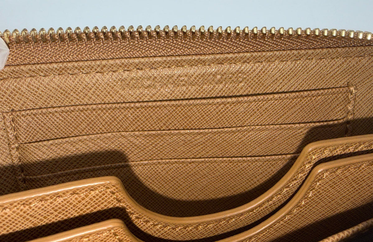Michael Kors Brown Snakeskin Embossed Leather Zip Around Wristlet Wallet