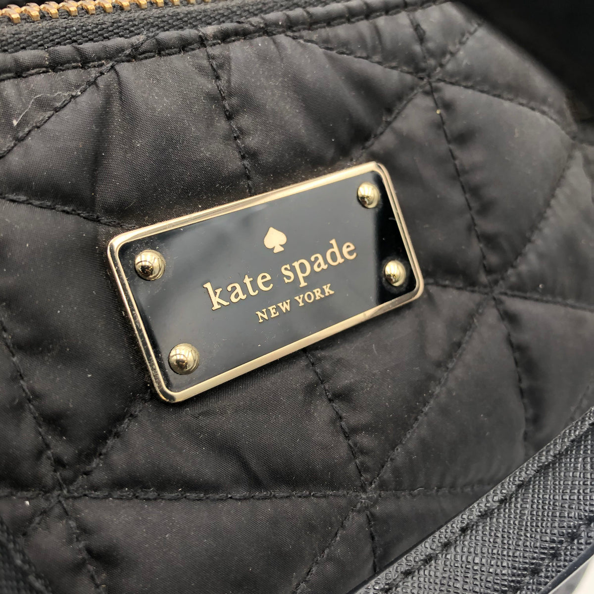 Kate Spade Black Quilted Tilly Tote Bag Gold Hardware COA