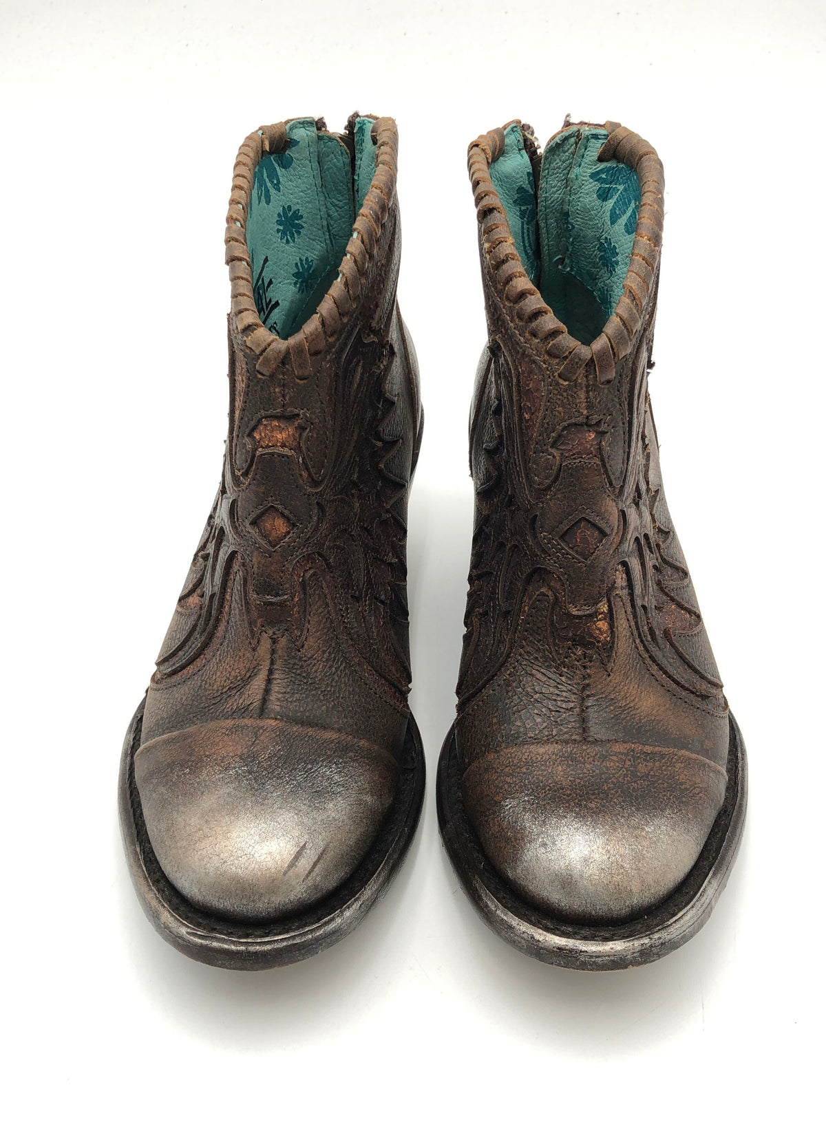 Corral Z0031 Distressed Brown Leather Western Ankle Boots Zip Women's Size 5M