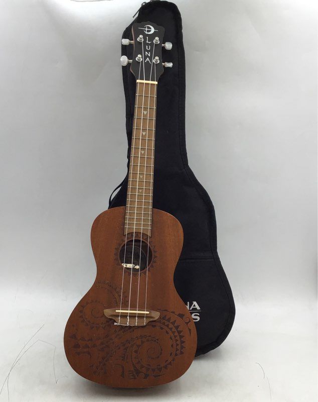 Luna Brown 4 String Musical Instrument Tenor Ukulele With Case