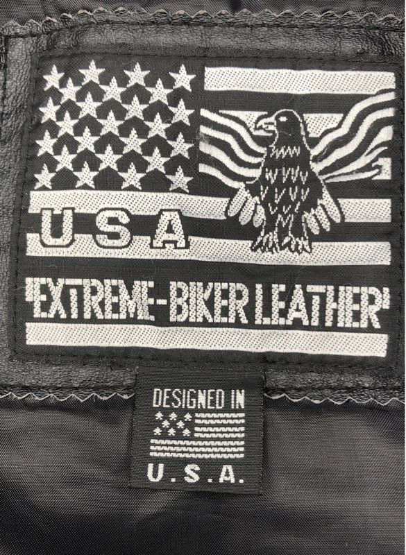 Extreme Men's Black Leather Biker Jacket - Size S