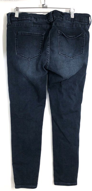 Banqi Women's Dark Wash Skinny Jeans Whisker Stretch Knit Waistband Size 10
