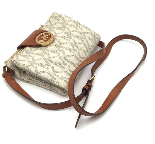 Authentic Michael Kors Women&#39;s Beige Brown Luxury Crossbody Bag - COA Included