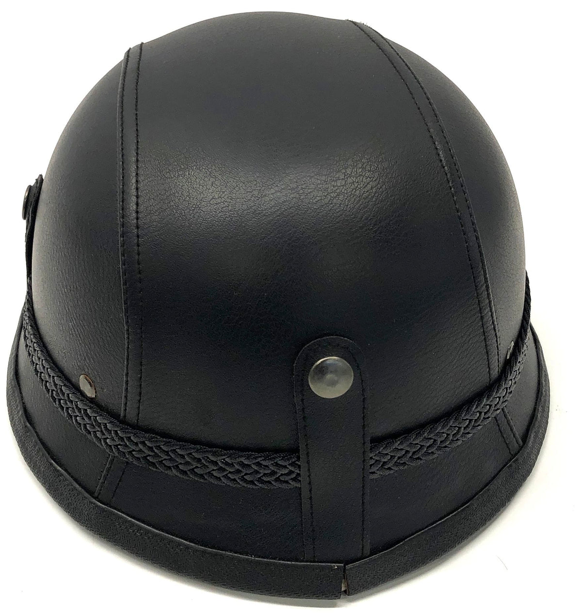 Lot of 2 Zengen KCO Black Faux Leather Motorcycle Half Helmets Size L