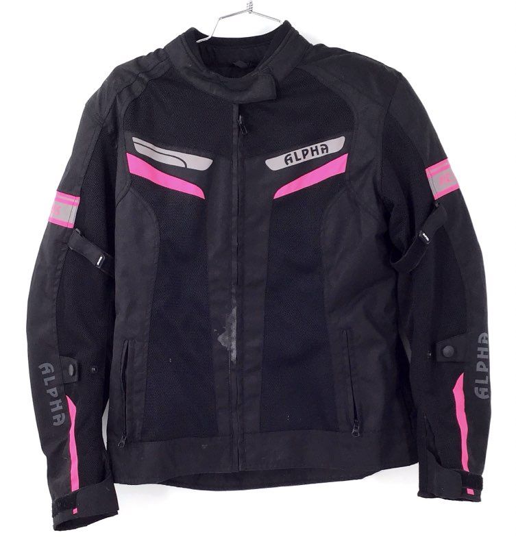 Alpha Cycle Gear Women's Black Pink Motorcycle Jacket - Size L