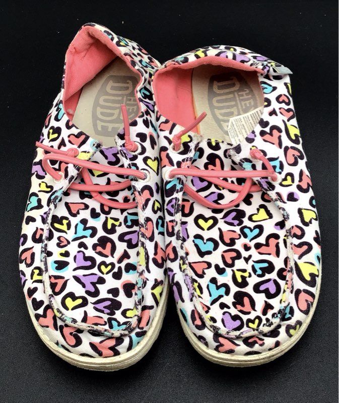 Hey Dude Boys Wendy White Leopard Slip-On Casual Shoes - Size 5