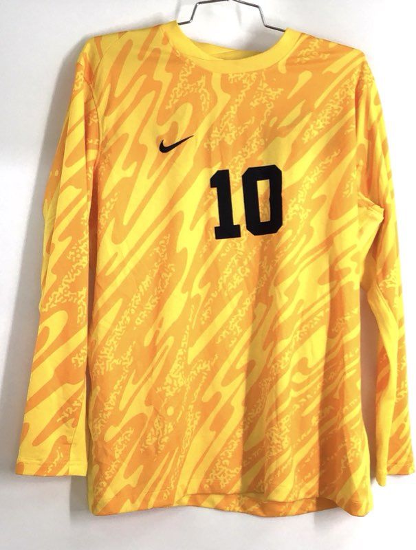 Nike Men's Yellow Orange Graphic Dri-FIT Soccer Goalkeeper Jersey Sz XL #10