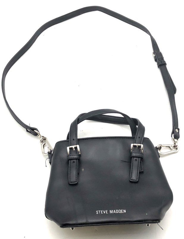 Steve Madden Black Rhinestone Embellished Crossbody Satchel Bag Silver Hardware