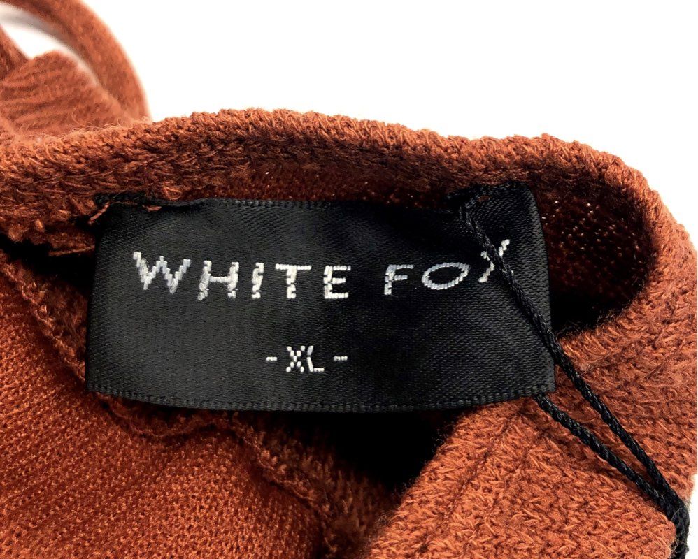 White Fox Women's Rust Change The Game Midi Dress Ribbed Deep V-Neck NWT Sz XL