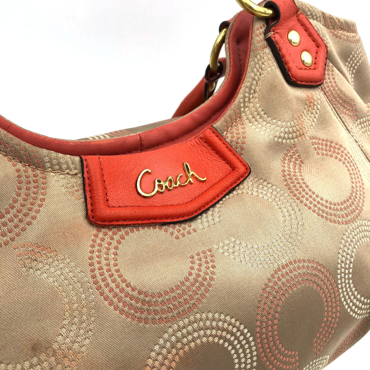 Authentic Coach Women&#39;s Tan OP Art Signature Luxury Shoulder Bag - COA Included