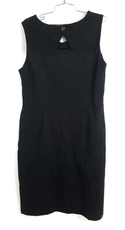 Talbots Women's Black Sleeveless V-Neck Keyhole Back Sheath Dress NWT Sz 16