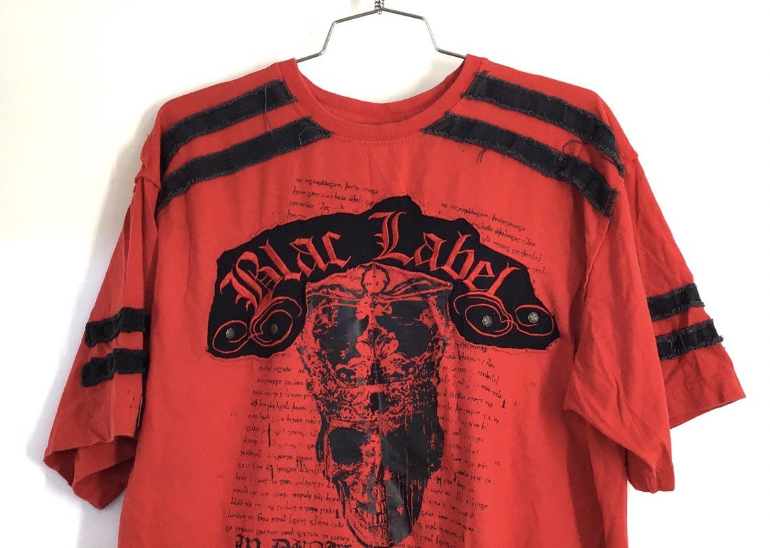 Blac Label Premium Purgatory Skull Graphic T-Shirt Red Distressed Sz 2XL