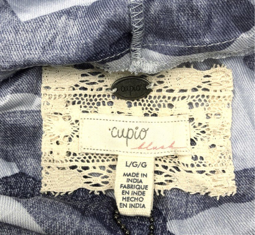 Cupio Blush Women's Blue Gray Camo Hooded Full Zip Utility Jacket NWT Sz L