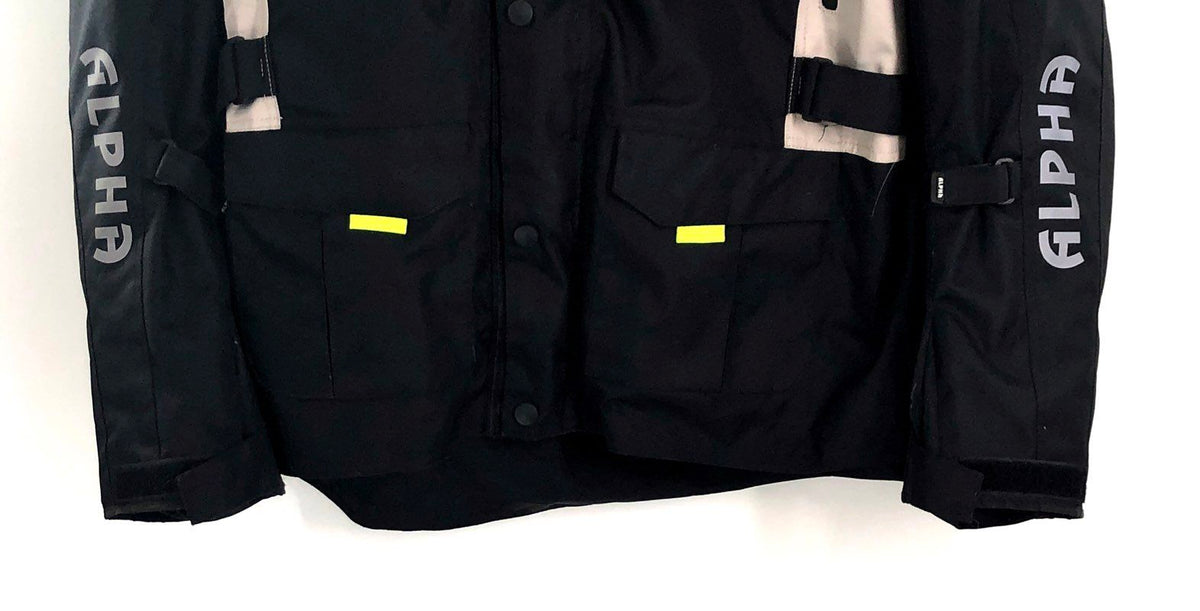 Alpha Cycle Gear Men's Black Grey Hi-Vis Motorcycle Riding Jacket Sz 3XL