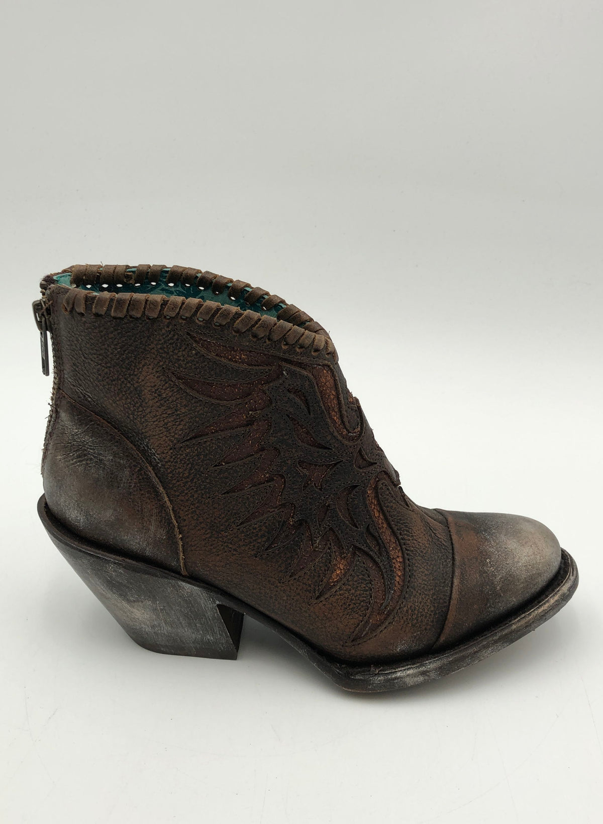 Corral Z0031 Distressed Brown Leather Western Ankle Boots Zip Women's Size 5M