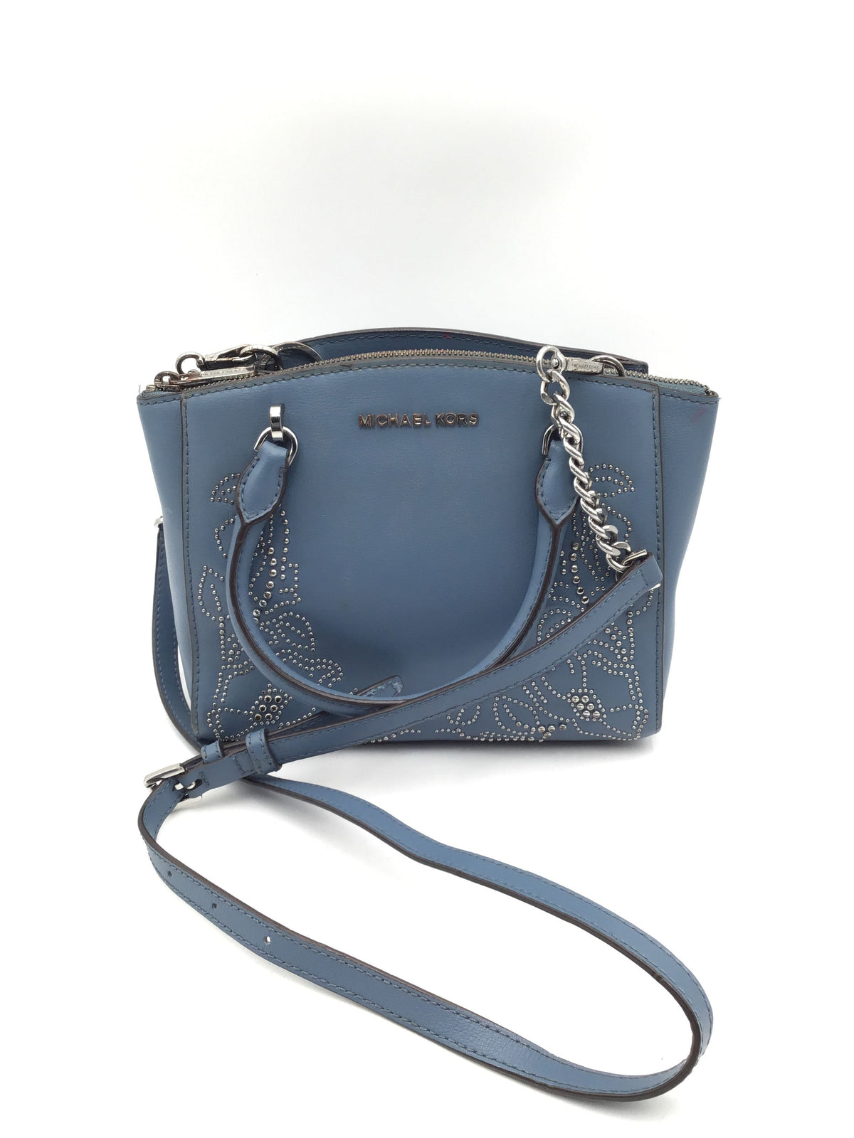 Authentic Michael Kors Women&#39;s Light Blue Luxury Crossbody Bag - COA Included