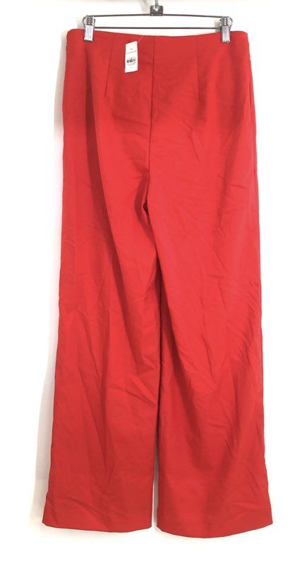 Ann Taylor Women's Red Wide Leg Gold Button Side Zip Trousers NWT Sz 2