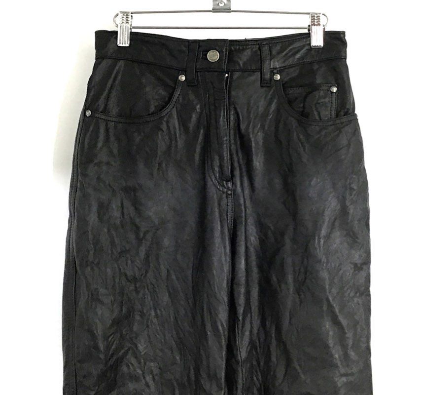 Vintage Harley-Davidson Women's Black Leather High Rise Riding Pants Sz 8