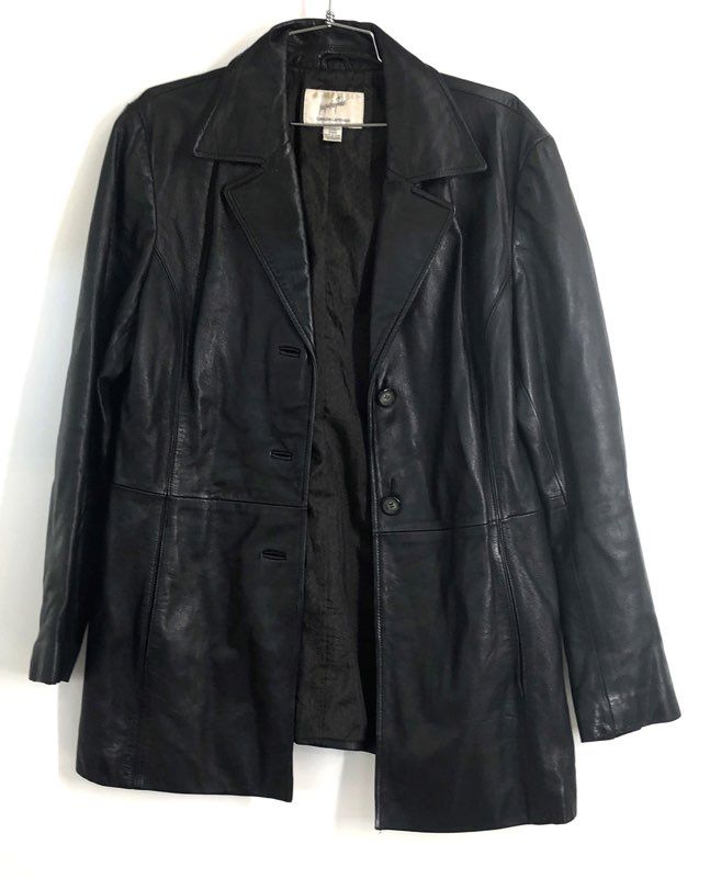 Jacqueline Ferrar Women's Black Genuine Lambskin Leather Jacket Vintage Y2K Sz L