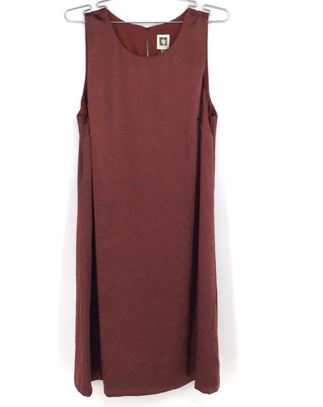 NWT Anne Klein Women&#39;s Burgundy Sleeveless Round Neck Shift Dress - Size Medium