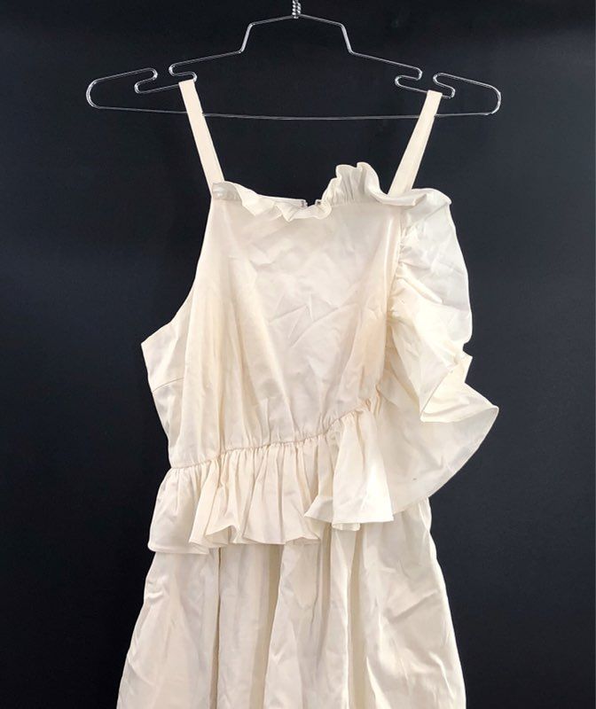 Crosby Women's White Genevieve Ruffle Cotton Blend Midi Dress Sz XS NWT