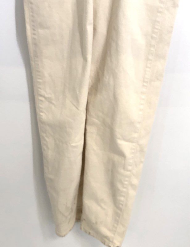 Good American Women's Cream Denim Zip Front Short Sleeve Utility Jumpsuit Sz S