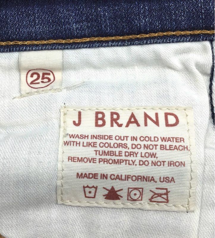 J Brand Women's Dark Wash Slim Straight Jeans Whiskered Made in USA Size 25