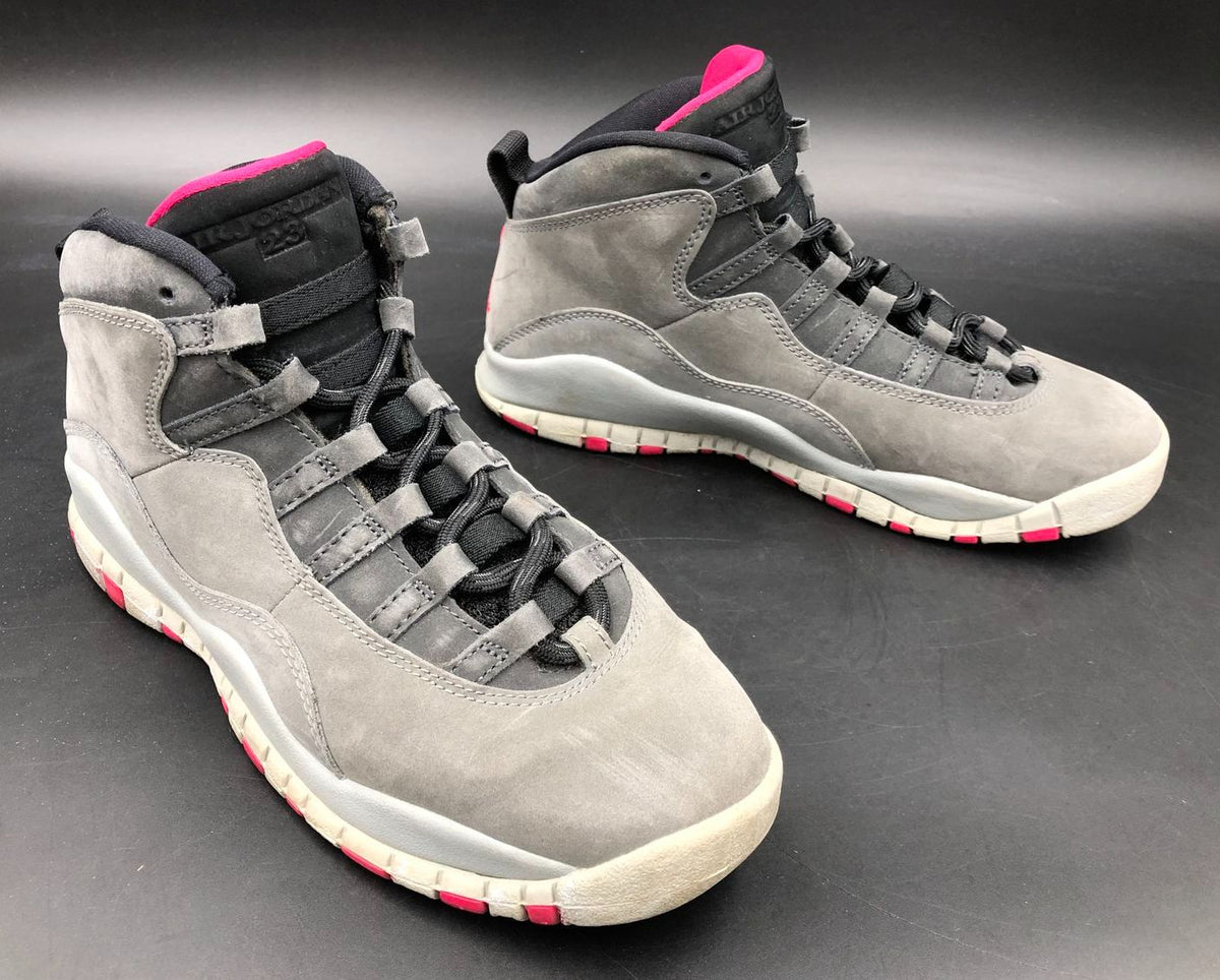 Nike Air Jordan 10 Retro GS &#39;Smoke Grey&#39; &amp; Black/Pink Sneakers - Size 5Y (+COA)