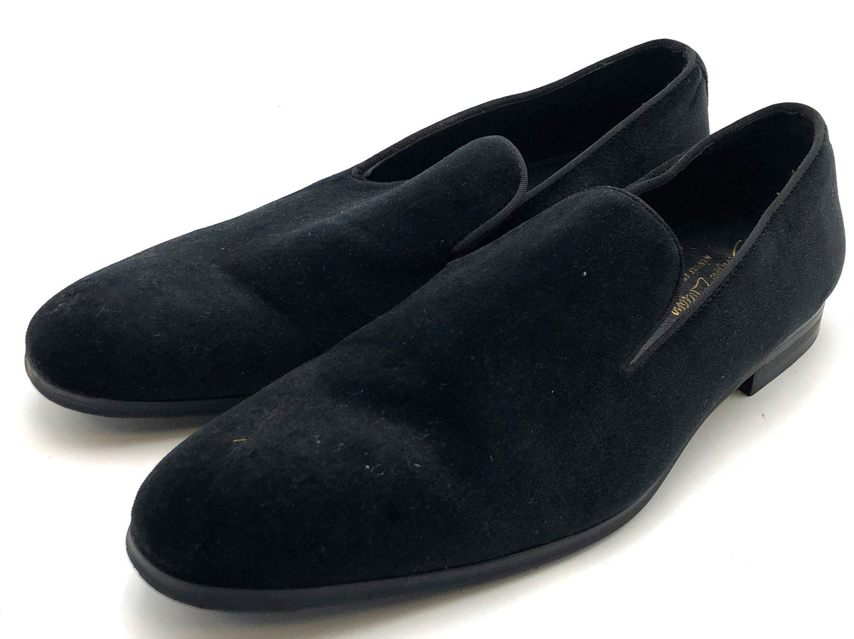 Santino Luciano C-351 Black Velvet Smoking Loafers Men's Shoes Size 13