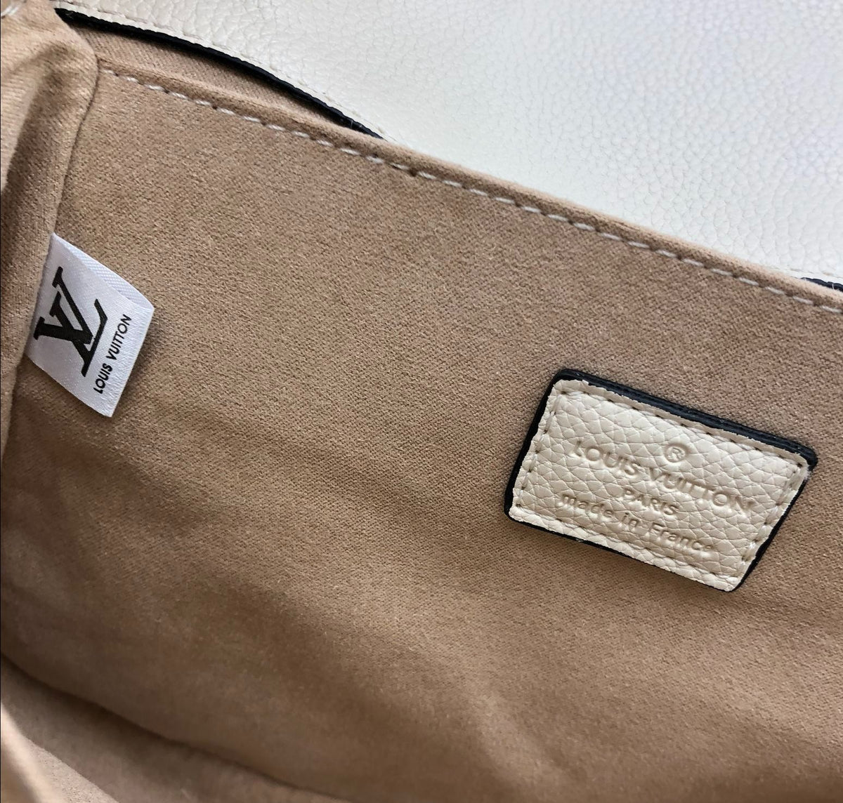 Louis Vuitton Inspired Off-White LV Monogram Embossed Faux Leather Crossbody Bag