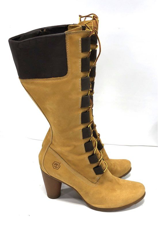 Timberland Savin Hill 79354 Wheat Nubuck Leather Knee High Boots Size 9