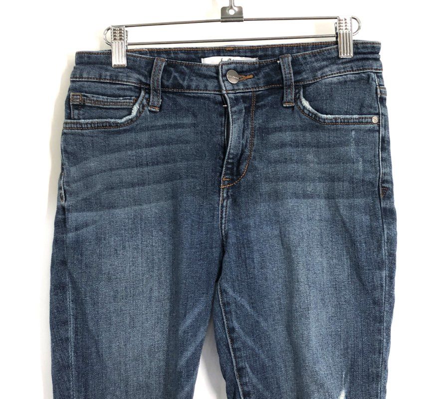 Sam Edelman Women's The Kitten Mid Rise Skinny Ankle Jeans Blue Distressed Sz 27