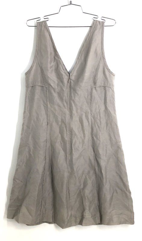 Club Monaco Women's Natasha Dress Taupe Linen Silk V-Neck Mini NWT Sz 12