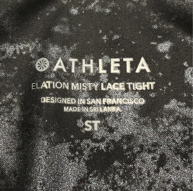 Athleta Women's Elation Misty Lace Tight Black Gray Leggings Size ST