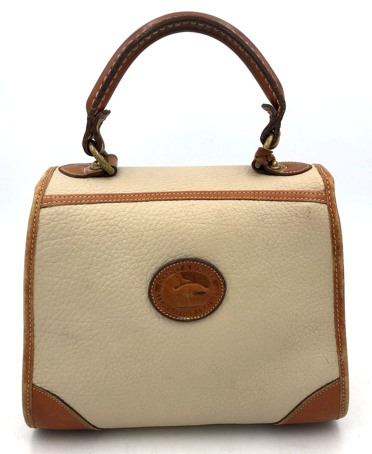 Authentic Vintage Dooney &amp; Bourke Beige Luxury Satchel Bag - COA Included