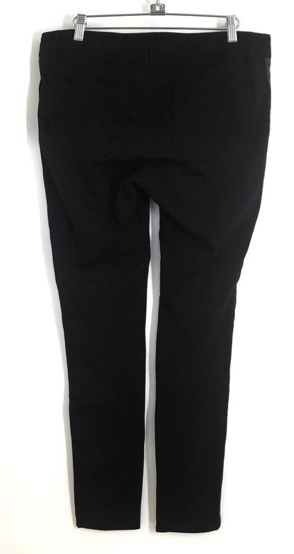 PAIGE Women's Black Genuine Leather Stripe Skinny Stretch Ponte Pants Sz 31