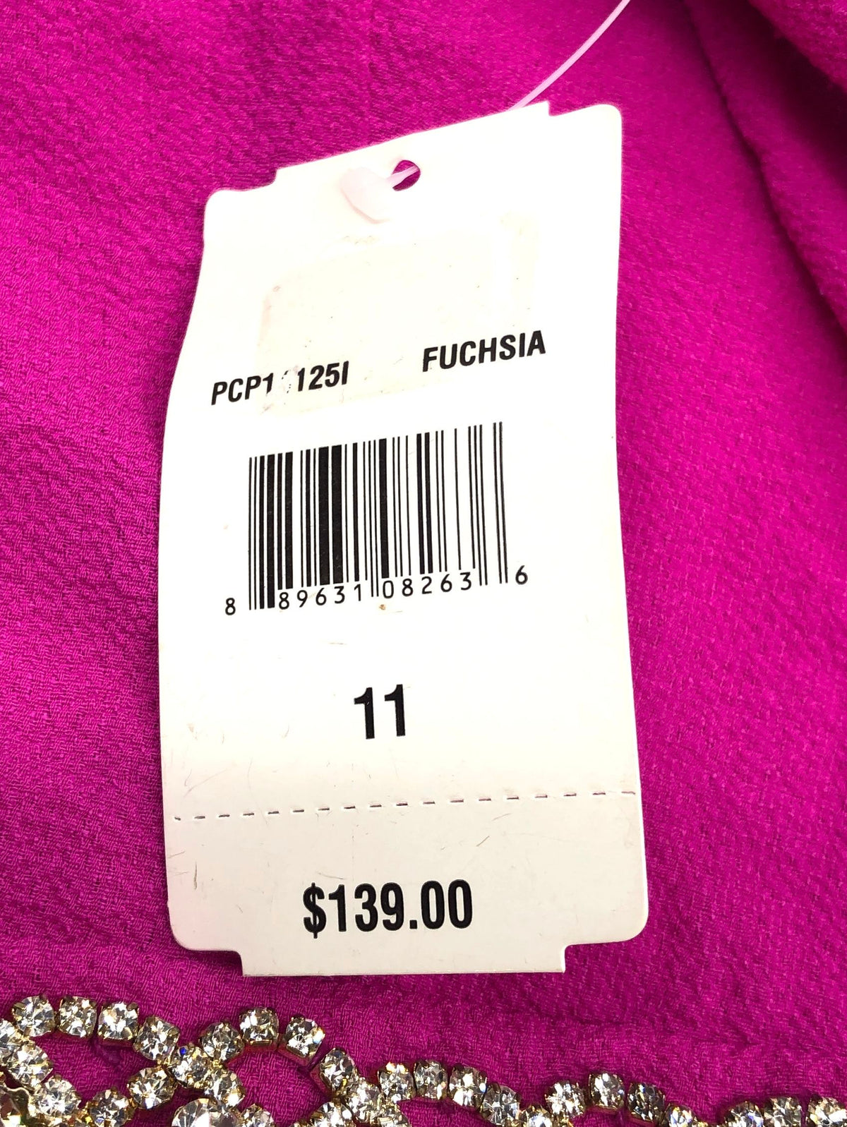 Crystal Sky Women's Fuchsia Pink Rhinestone Waist Romper Maxi Dress NWT Sz 11