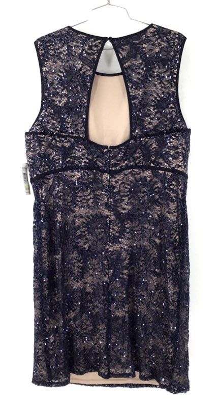 NWT R&M Richards Women's Navy Nude Mini Dress - Size 18W