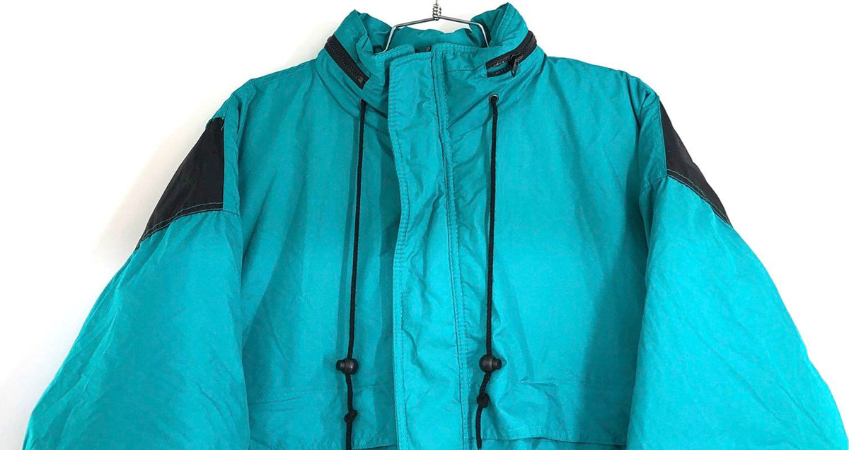 Vintage 90s Steep Slopes Men's Teal Black Insulated Heavy Puffy Ski Jacket Sz L