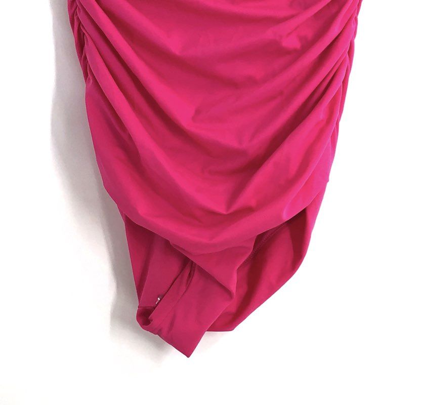 Victoria's Secret Hot Pink Ruched Bandeau One Piece Swimsuit Women's M NWT