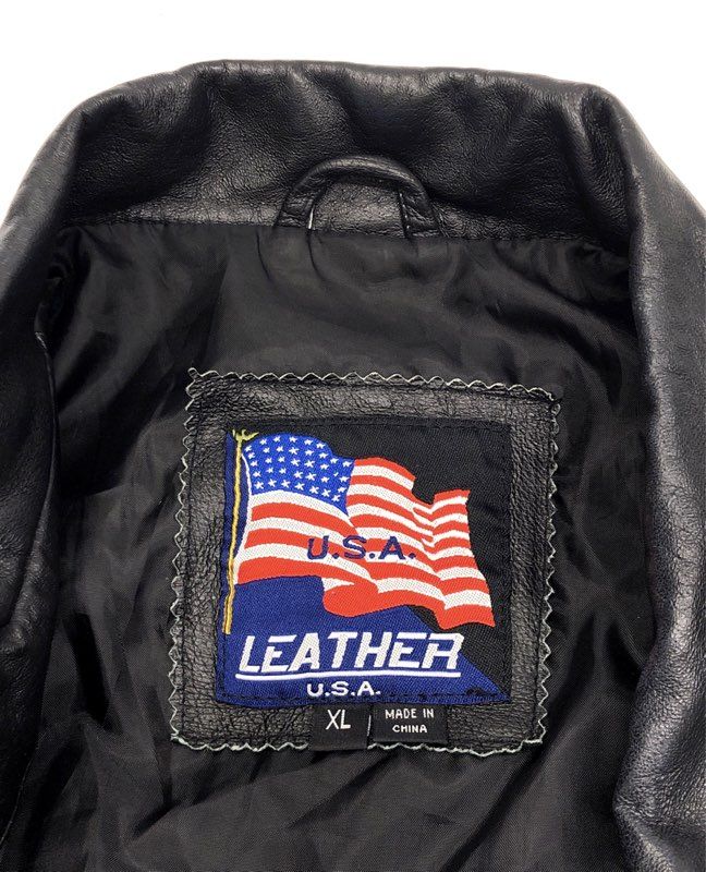 Vintage 90s Leather U.S.A. Men's Black Genuine Leather Blazer Jacket Sz XL