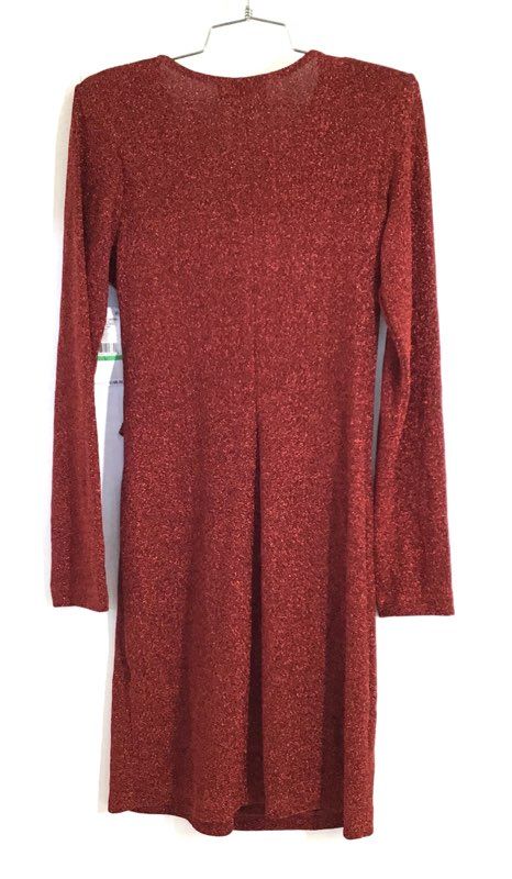 Karen Kane Women's All That Shines Twist Front Metallic Red Dress NWT Sz L